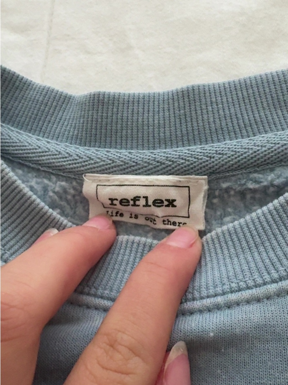 Reflex Pale Blue Crewneck Sweatshirt with Branded Tag